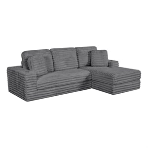 Best Quality Furniture Dark Gray Fluffy Fabric Compressed 2 Piece Sectional