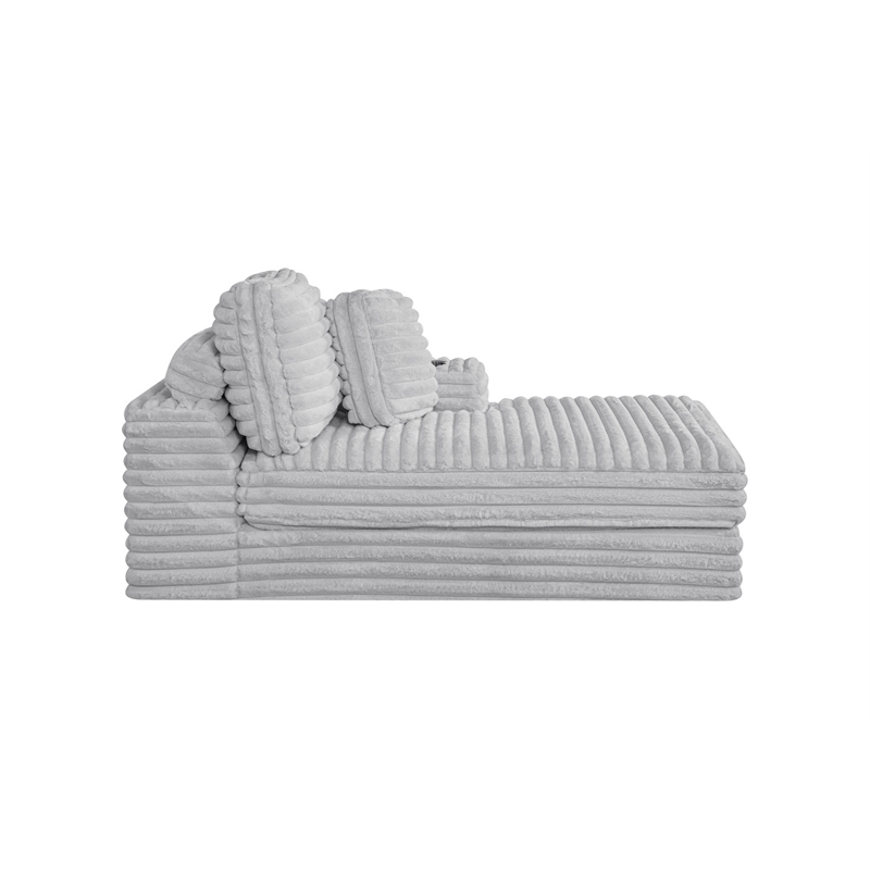Best Quality Furniture Light Gray Fluffy Fabric Compressed 2 Piece Sectional