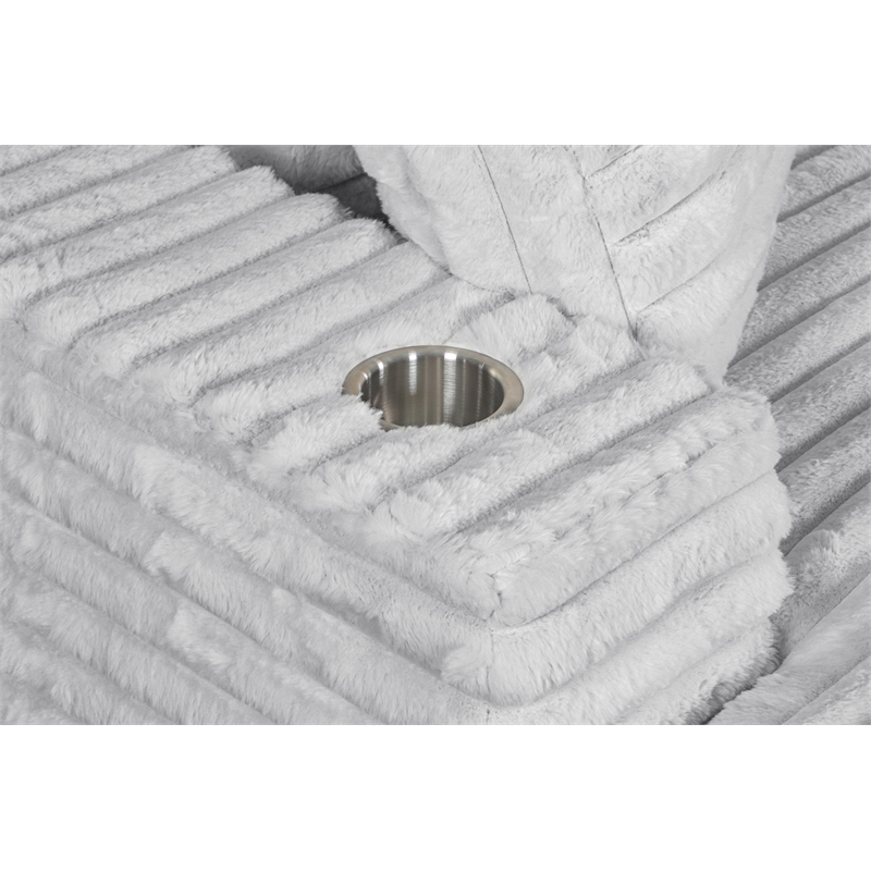Best Quality Furniture Light Gray Fluffy Fabric Compressed 2 Piece Sectional