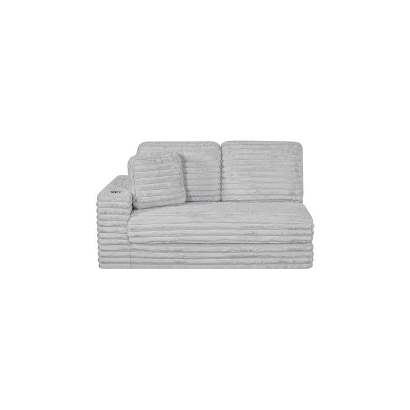 Best Quality Furniture Light Gray Fluffy Fabric Compressed 2 Piece Sectional