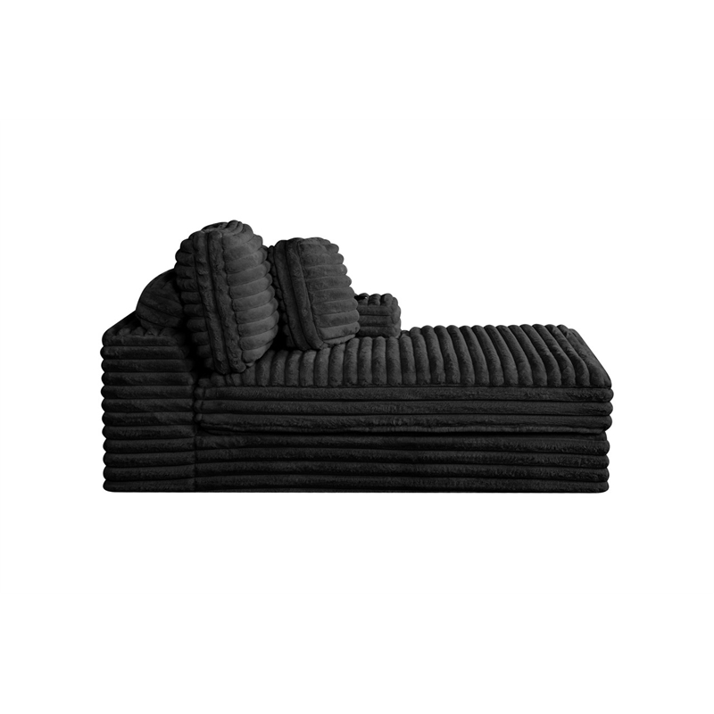 Best Quality Furniture Black Fluffy Fabric Compressed 2 Piece Sectional