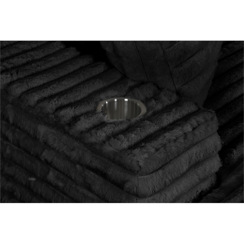 Best Quality Furniture Black Fluffy Fabric Compressed 2 Piece Sectional