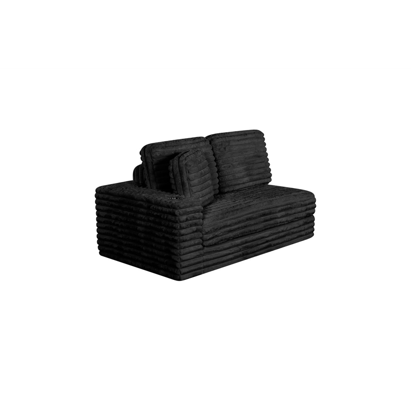 Best Quality Furniture Black Fluffy Fabric Compressed 2 Piece Sectional