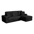 Best Quality Furniture Black Fluffy Fabric Compressed 2 Piece Sectional