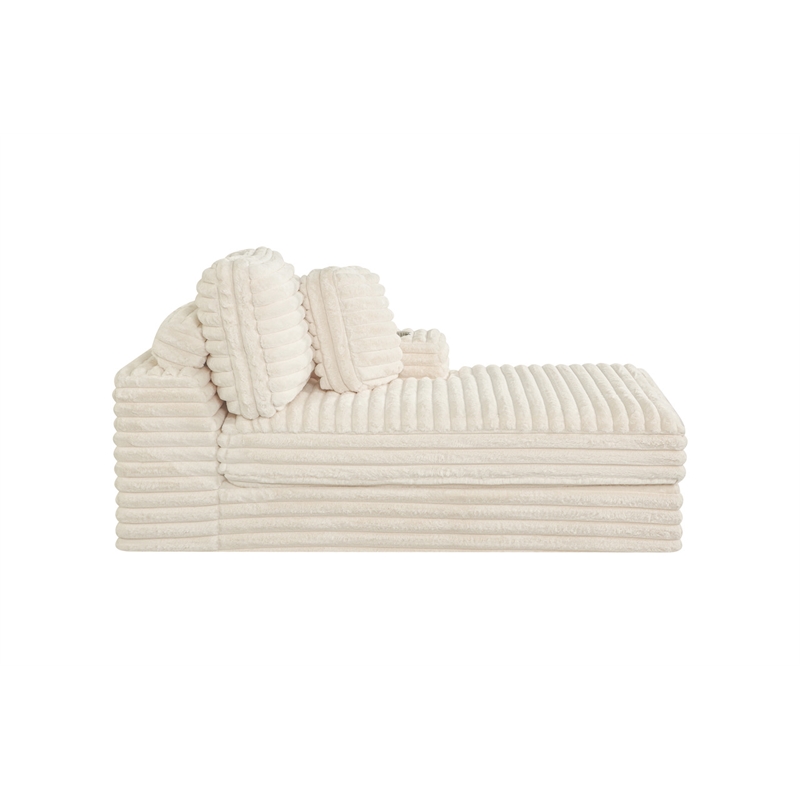 Best Quality Furniture Beige Fluffy Fabric Compressed 2 Piece Sectional