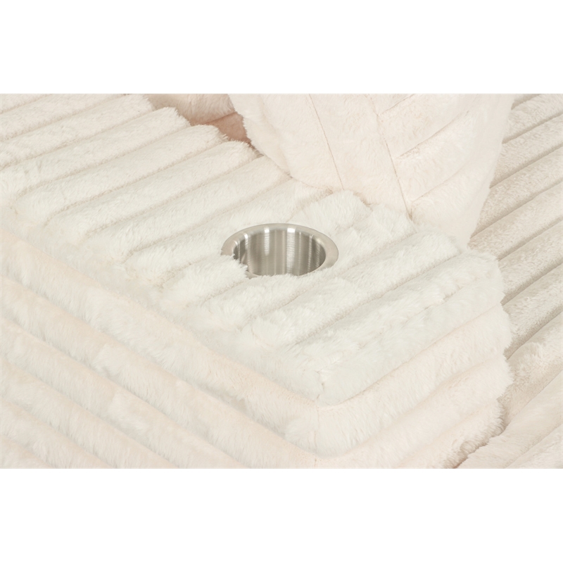 Best Quality Furniture Beige Fluffy Fabric Compressed 2 Piece Sectional