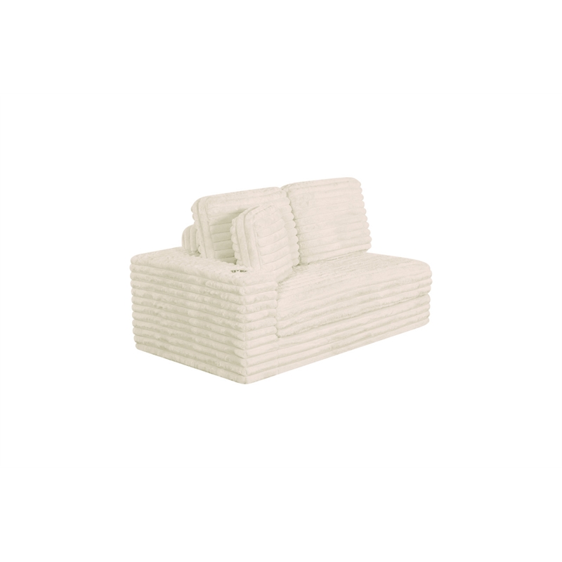 Best Quality Furniture Beige Fluffy Fabric Compressed 2 Piece Sectional