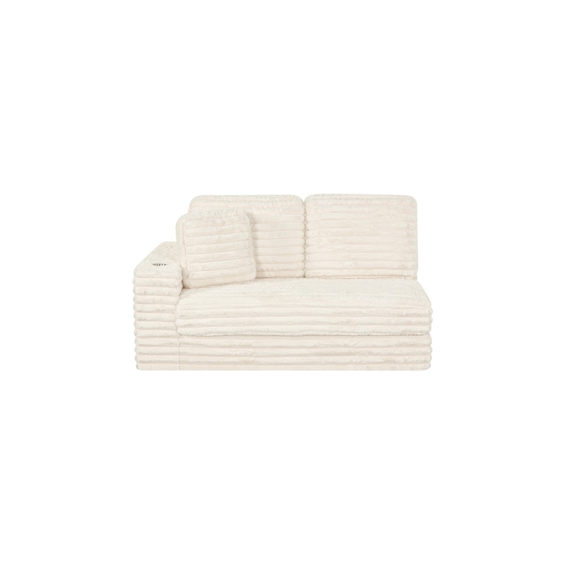 Best Quality Furniture Beige Fluffy Fabric Compressed 2 Piece Sectional