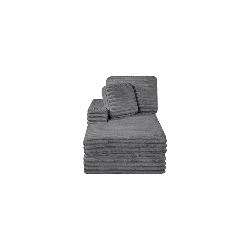 Best Quality Furniture Dark Gray Fluffy Fabric Compressed 2 Piece Double Chaise