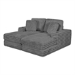 Best Quality Furniture Dark Gray Fluffy Fabric Compressed 2 Piece Double Chaise