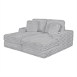 Best Quality Furniture Light Gray Fluffy Fabric Compressed 2 Piece Double Chaise