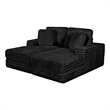 Best Quality Furniture Black Fluffy Fabric Compressed 2 Piece Double Chaise