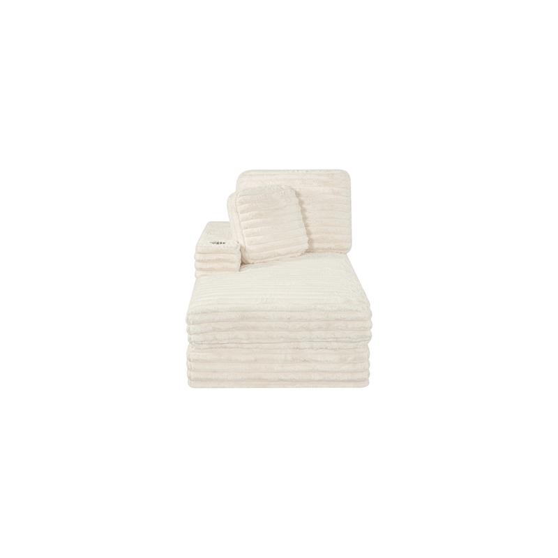Best Quality Furniture Beige Fluffy Fabric Compressed 2 Piece Double Chaise