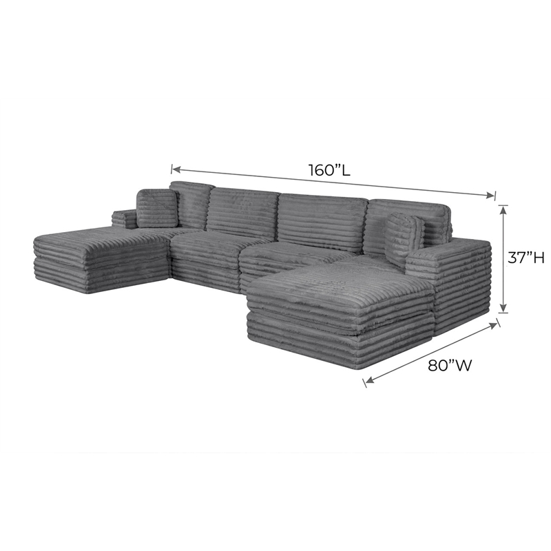 Best Quality Furniture Dark Gray Fluffy Fabric Compressed Modular Sectional