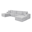 Best Quality Furniture Light Gray Fluffy Fabric Compressed Modular Sectional