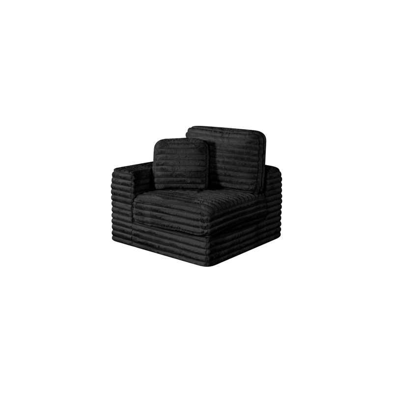 Best Quality Furniture Black Fluffy Fabric Compressed Modular Sectional
