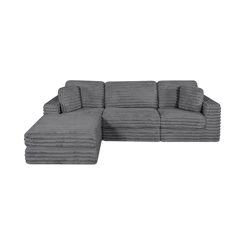 Best Quality Furniture Dark Gray Fluffy Fabric Compressed Modular Sectional