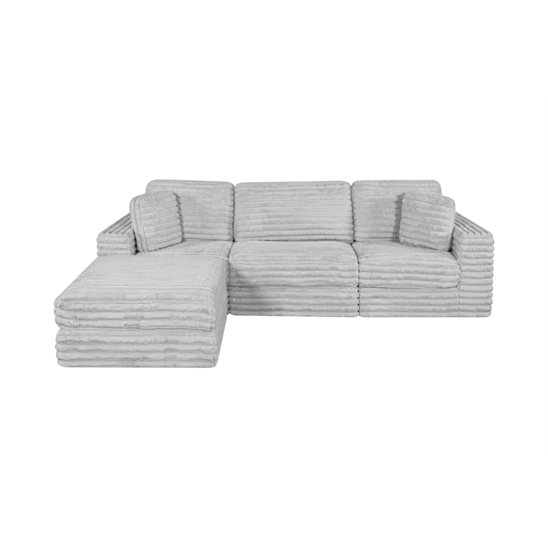 Best Quality Furniture Light Gray Fluffy Fabric Compressed Modular Sectional