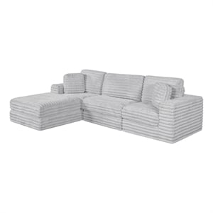Best Quality Furniture Light Gray Fluffy Fabric Compressed Modular Sectional
