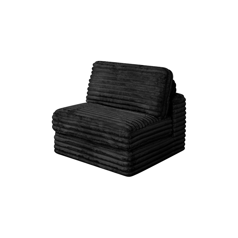 Best Quality Furniture Black Fluffy Fabric Compressed Modular Sectional
