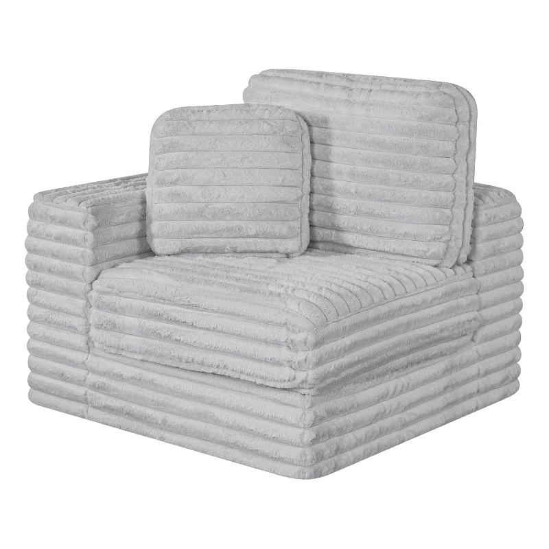 Best Quality Furniture Light Gray Fluffy Fabric Compressed Modular Corner Chair