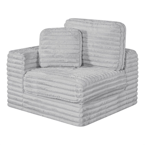 Best Quality Furniture Light Gray Fluffy Fabric Compressed Modular Corner Chair