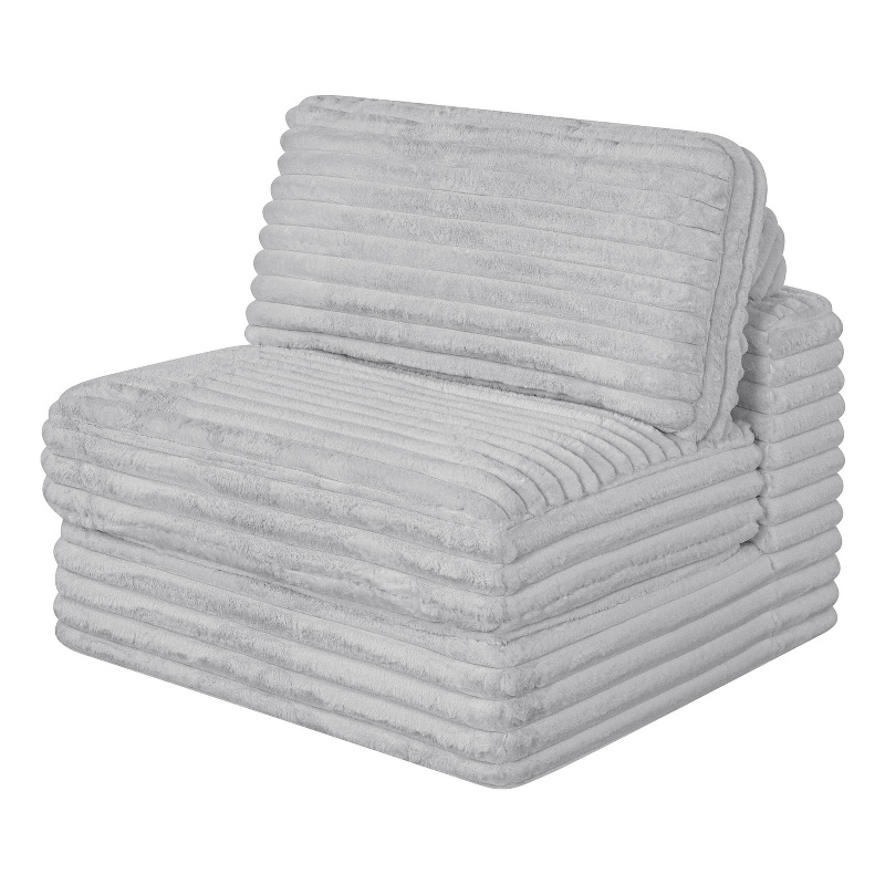 Best Quality Furniture Light Gray Fluffy Fabric Compressed Modular Armless Chair