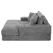Best Quality Furniture Dark Gray Fluffy Fabric Compressed Extra Large Chaise
