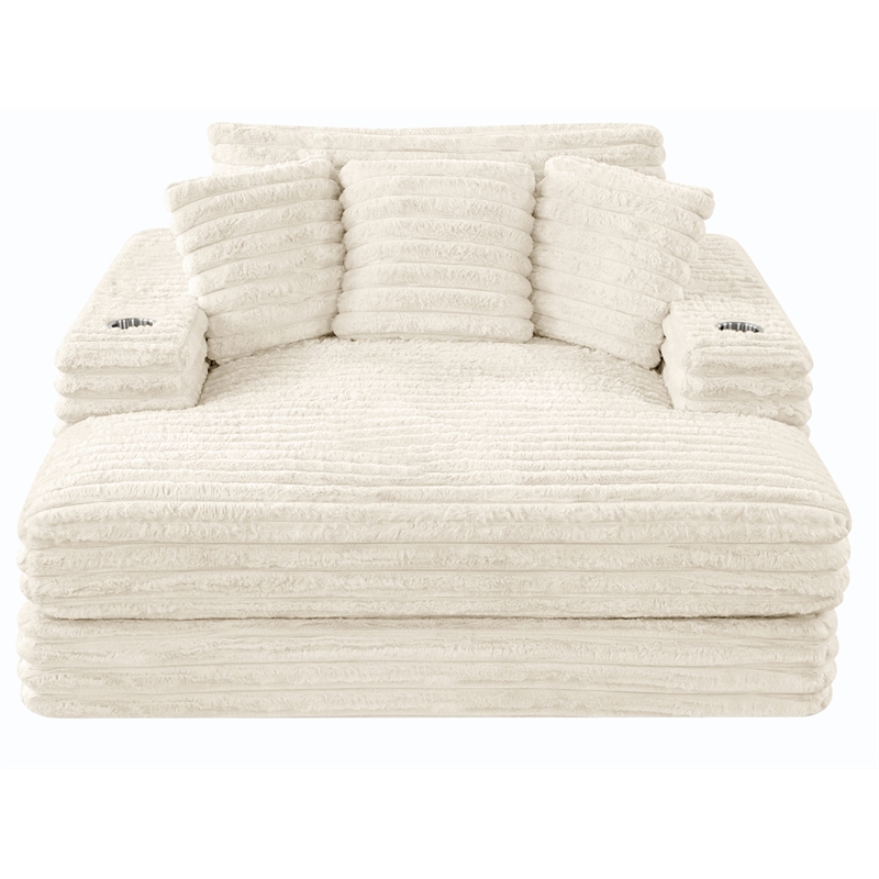 Best Quality Furniture Beige Fluffy Fabric Compressed Extra Large Chaise