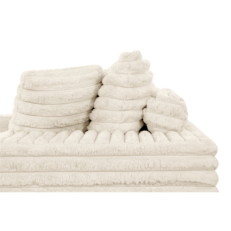 Best Quality Furniture Beige Fluffy Fabric Compressed Extra Large Chaise