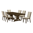 Best Quality Furniture 7 Piece Extendable Dining Set in Deep Brown Wood