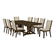 Best Quality Furniture 9 Piece Extendable Dining Set in Deep Brown Wood