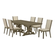 Best Quality Furniture 7 Piece Extendable Dining Set in Light Ash Brown Wood