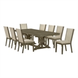 Best Quality Furniture 9 Piece Extendable Dining Set in Light Ash Brown Wood