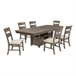 Best Quality Furniture 7 Piece Extendable Dining Set in Walnut Brown Wood