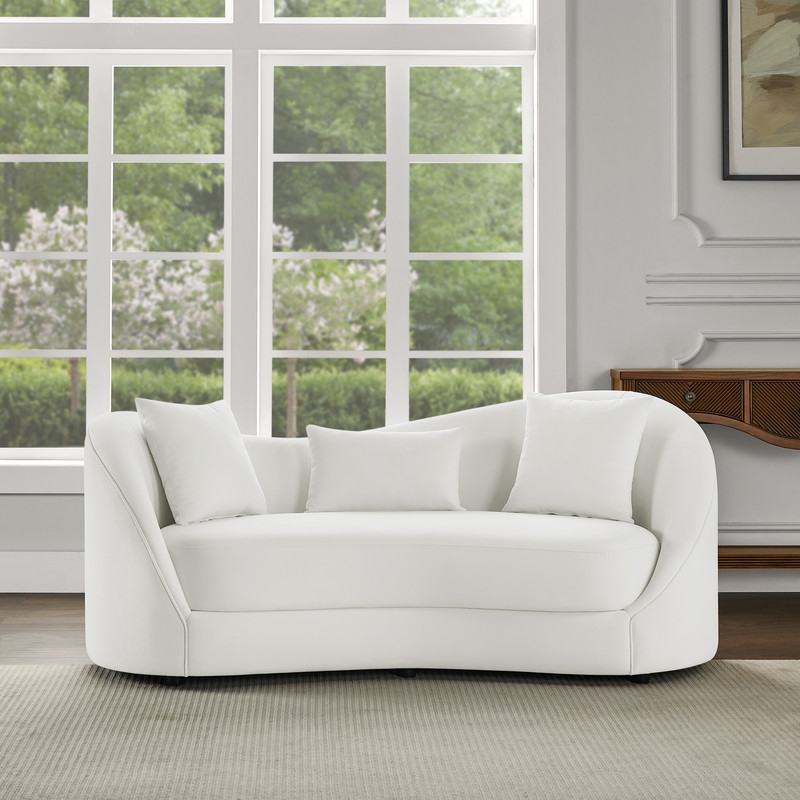 Best Quality Furniture Contemporary Asymmetrical Loveseat in Cloud Gray Fabric