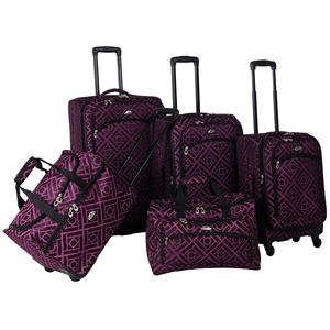 American Flyer Astor Collection 5-Piece Luggage Set in Black