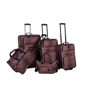 American Flyer Animal Print 5-Piece Luggage Set in Leopard