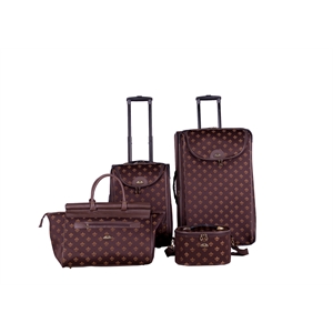 American Flyer Fleur De Lis 4-Piece Luggage Set in Brown