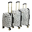 Jenni Chan Polka Dot 3-Piece Hardside Spinner Set in White/Black