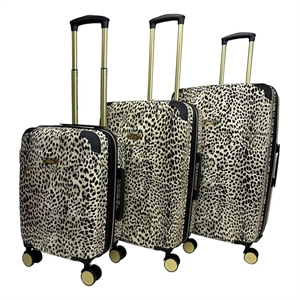 Jenni Chan Leopard 3-Piece Hardside Spinner Set in Leo Tan