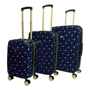 Jenni Chan Floral 3-Piece Hardside Spinner Set in Navy