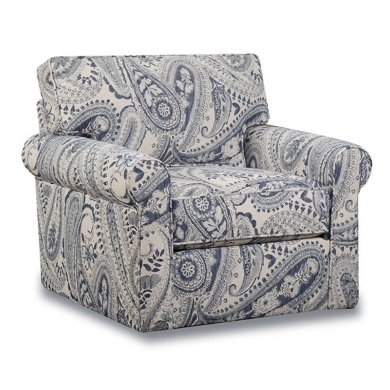 Southhamton Swivel Accent Chair with Accent Pillows in Blue