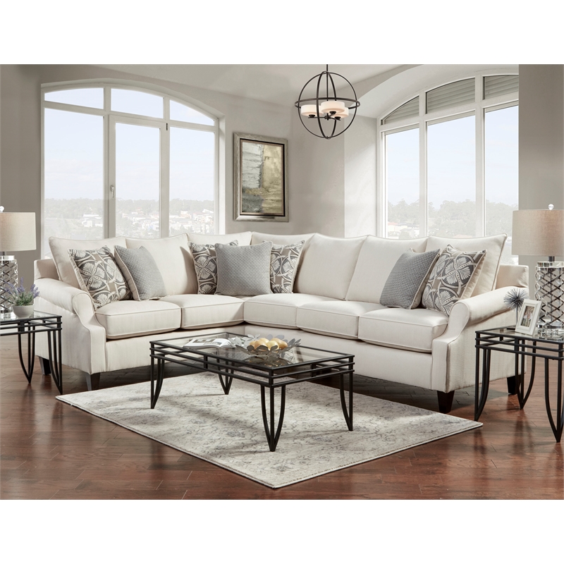 Havenwood 2-Piece Sectional with Accent Pillows in Cream