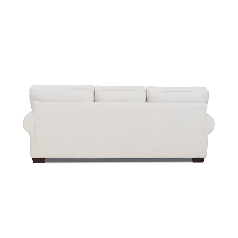 Traditional Chilmark Fabric Cream Color Round Arm Sofa With Pillows
