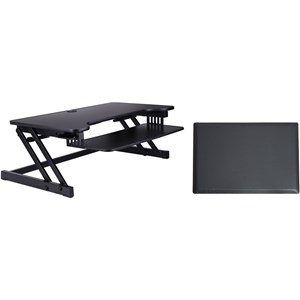37.5&quot Deluxe Adjustable Standing Desk Converter Anti Fatigue Mat Bundle - Black