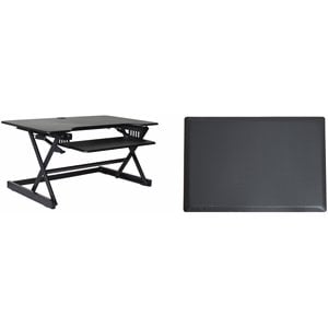 40&quot Large Adjustable Standing Desk Converter/Anti Fatigue Mat Bundle - Black