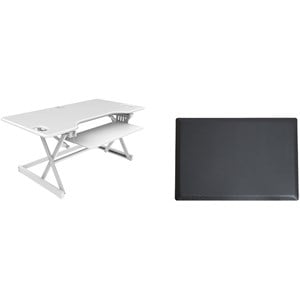 46&quot Large Adjustable Standing Desk Converter/Anti Fatigue Mat Bundle - White