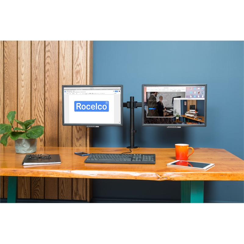 Rocelco Premium Desk Computer Monitor Mount - VESA pattern - Black (R DM2)