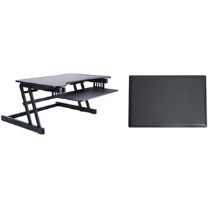 Rocelco 32&quot Adjustable Standing Desk Converter and Anti Fatigue Mat Bundle Black